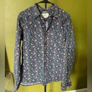 Denim & Supply Ralph Lauren Floral Navy Button-Down Shirt size Medium